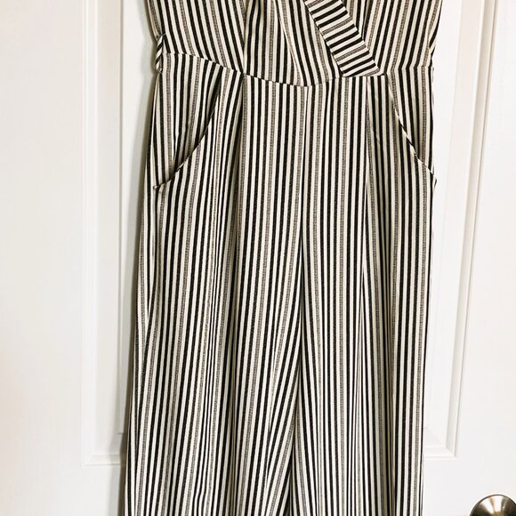 Monteau Los Angeles Striped Jumpsuit Dress – Size XL – Black & White – Polyester - Picture 4 of 7